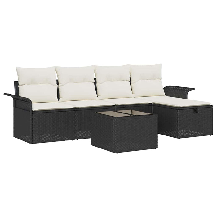 Set de canapele pentru grădină cu pernă 6 pcs Negru Rattan poli - WALTI WALTI