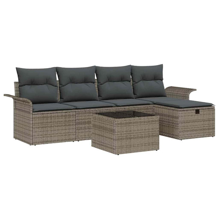 Set de canapele pentru grădină cu pernă 6 pcs Gri Rattan poli - WALTI WALTI