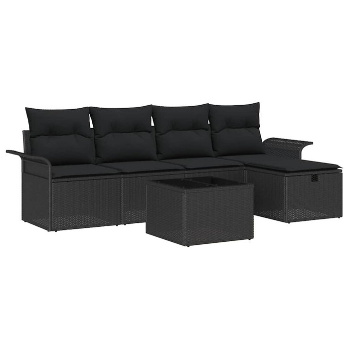 Set de canapele pentru grădină cu pernă 6 pcs Negru Rattan poli - WALTI WALTI
