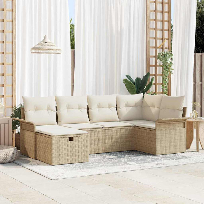 Set de canapele pentru grădină cu pernă 6 pcs Bej Rattan poli - WALTI WALTI