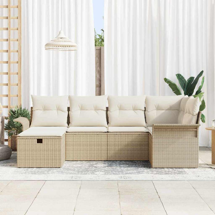 Set de canapele pentru grădină cu pernă 6 pcs Bej Rattan poli - WALTI WALTI