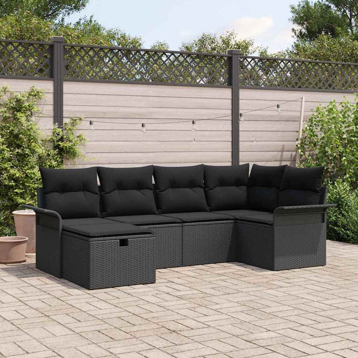 Set de canapele pentru grădină cu pernă 6 pcs Negru Rattan poli - WALTI WALTI