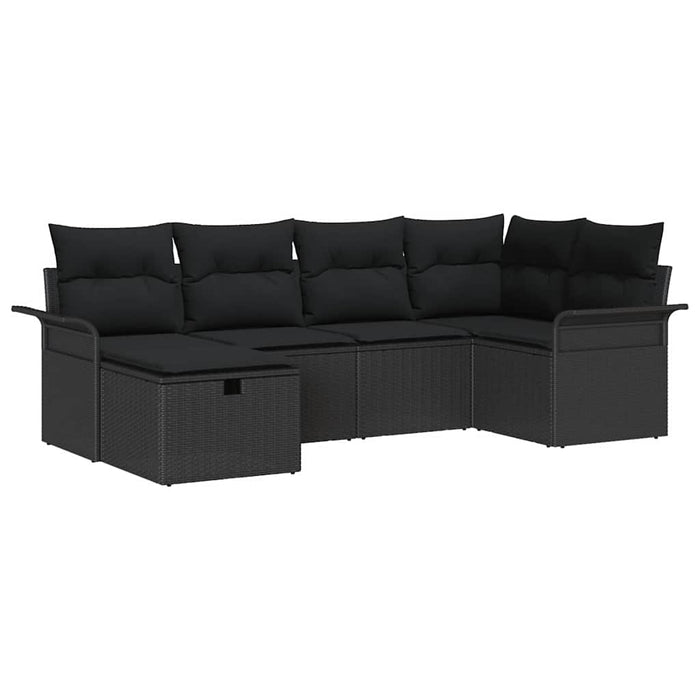 Set de canapele pentru grădină cu pernă 6 pcs Negru Rattan poli - WALTI WALTI