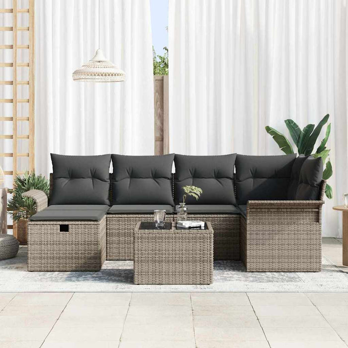 Set de canapele pentru grădină cu pernă 7 pcs Gri Rattan poli - WALTI WALTI