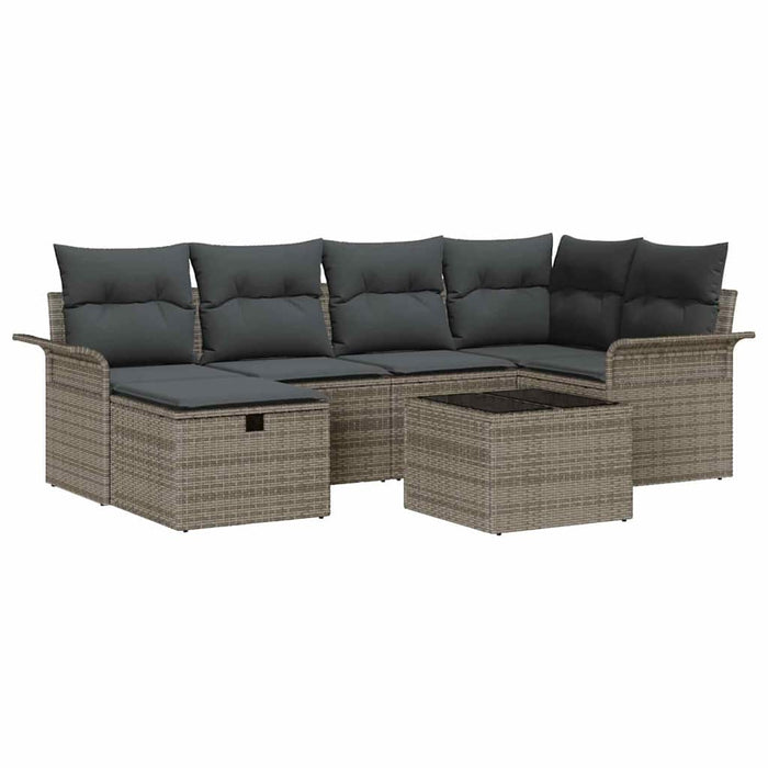 Set de canapele pentru grădină cu pernă 7 pcs Gri Rattan poli - WALTI WALTI