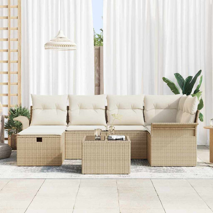 Set de canapele pentru grădină cu pernă 7 pcs Bej Rattan poli - WALTI WALTI