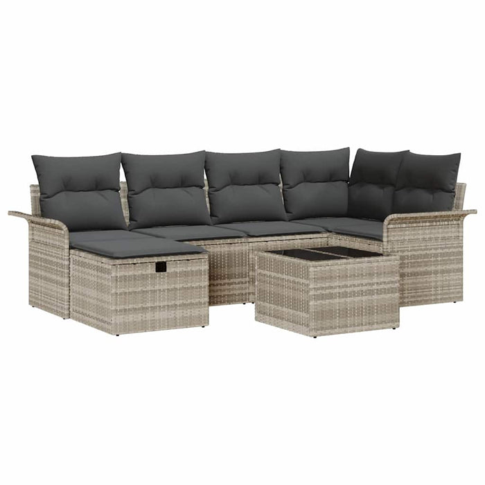 Set de canapele pentru grădină 7 pcs Gri deschis Rattan poli - WALTI WALTI