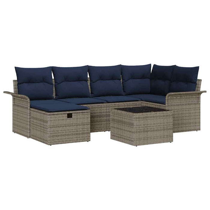 Set de canapele pentru grădină cu pernă 7 pcs Gri Rattan poli - WALTI WALTI