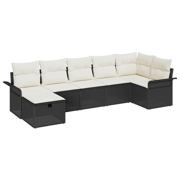 Set de canapele pentru grădină cu pernă 7 pcs Negru Rattan poli - WALTI WALTI