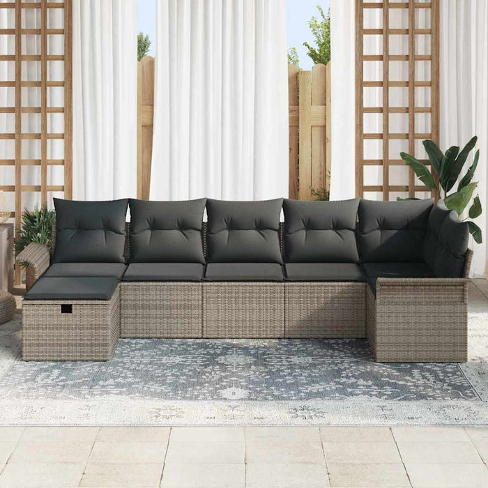 Set de canapele pentru grădină cu pernă 7 pcs Gri Rattan poli - WALTI WALTI