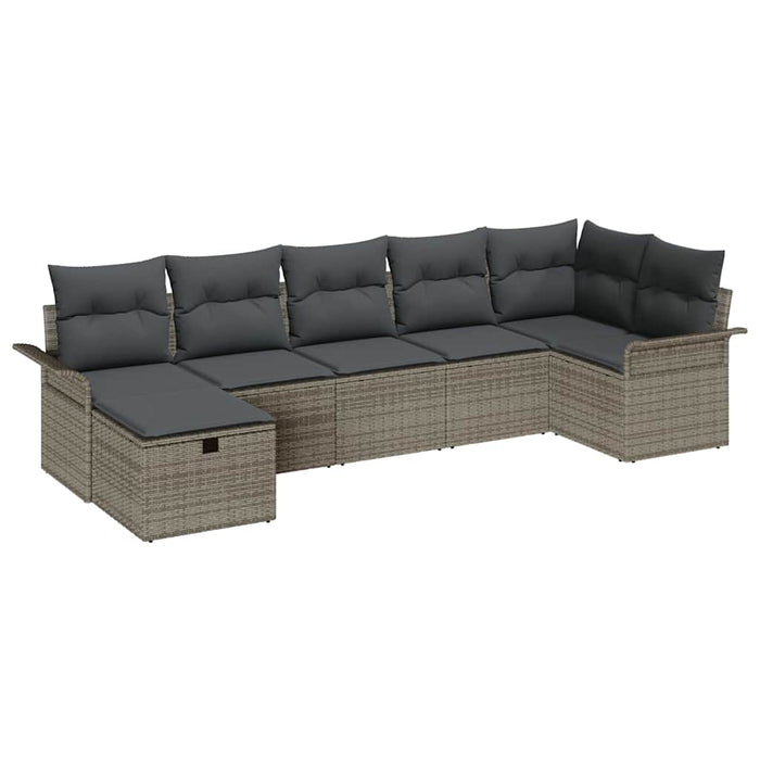 Set de canapele pentru grădină cu pernă 7 pcs Gri Rattan poli - WALTI WALTI