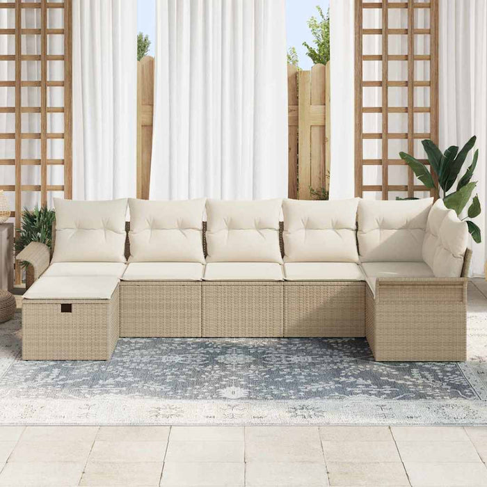 Set de canapele pentru grădină cu pernă 7 pcs Bej Rattan poli - WALTI WALTI