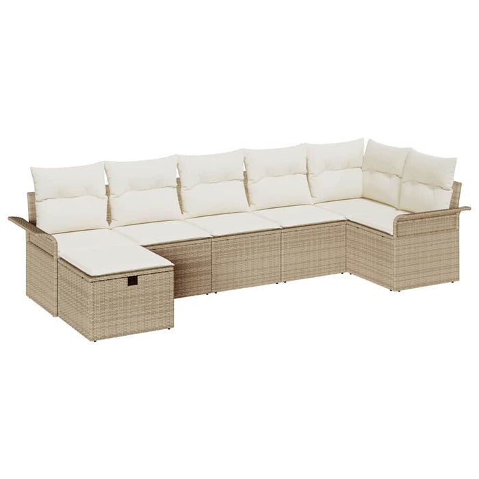 Set de canapele pentru grădină cu pernă 7 pcs Bej Rattan poli - WALTI WALTI