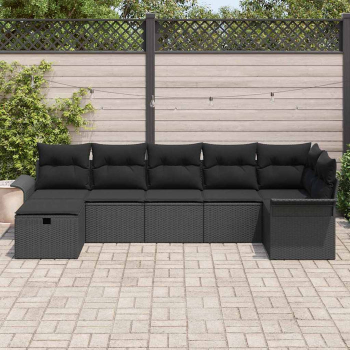 Set de canapele pentru grădină cu pernă 7 pcs Negru Rattan poli - WALTI WALTI