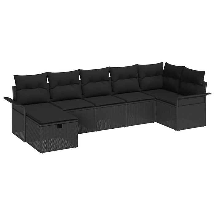 Set de canapele pentru grădină cu pernă 7 pcs Negru Rattan poli - WALTI WALTI