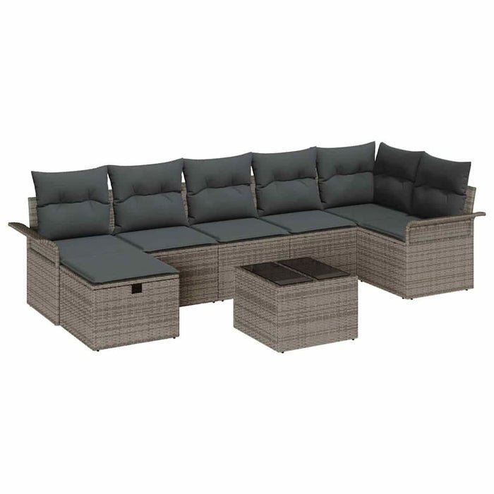 Set de canapele pentru grădină cu pernă 8 pcs Gri Rattan poli - WALTI WALTI