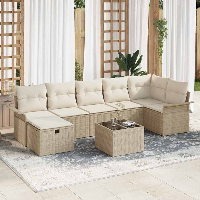 Set de canapele pentru grădină cu pernă 8 pcs Bej Rattan poli - WALTI WALTI