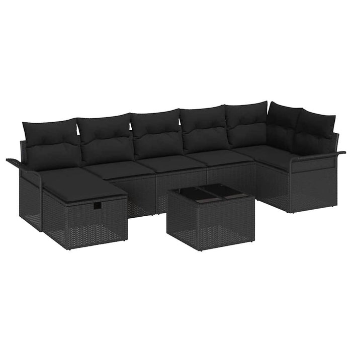 Set de canapele pentru grădină cu pernă 8 pcs Negru Rattan poli - WALTI WALTI