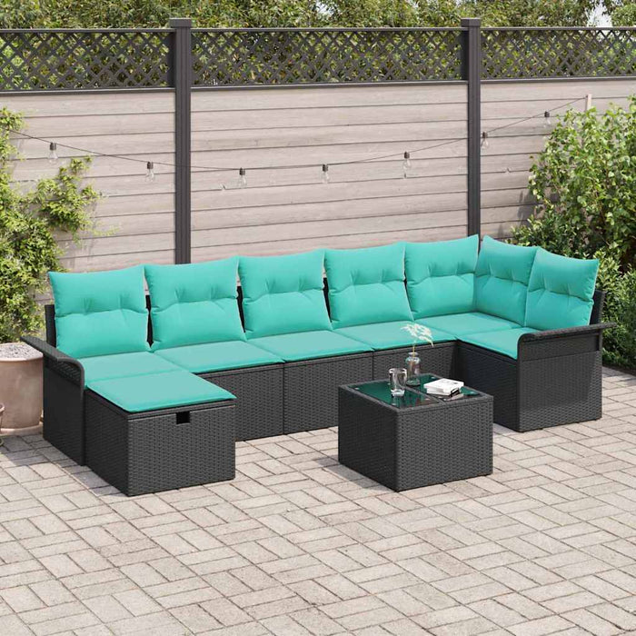 Set de canapele pentru grădină cu pernă 8 pcs Negru Rattan poli - WALTI WALTI