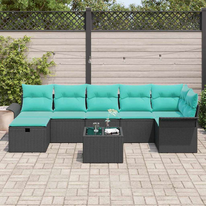 Set de canapele pentru grădină cu pernă 8 pcs Negru Rattan poli - WALTI WALTI
