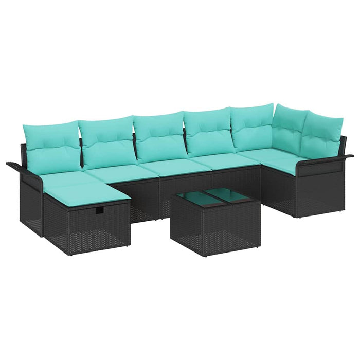 Set de canapele pentru grădină cu pernă 8 pcs Negru Rattan poli - WALTI WALTI