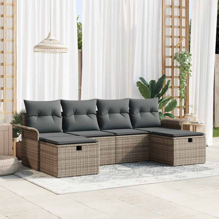 Set de canapele pentru grădină cu pernă 6 pcs Gri Rattan poli - WALTI WALTI
