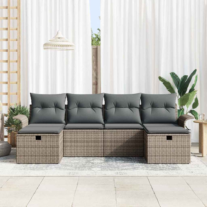 Set de canapele pentru grădină cu pernă 6 pcs Gri Rattan poli - WALTI WALTI