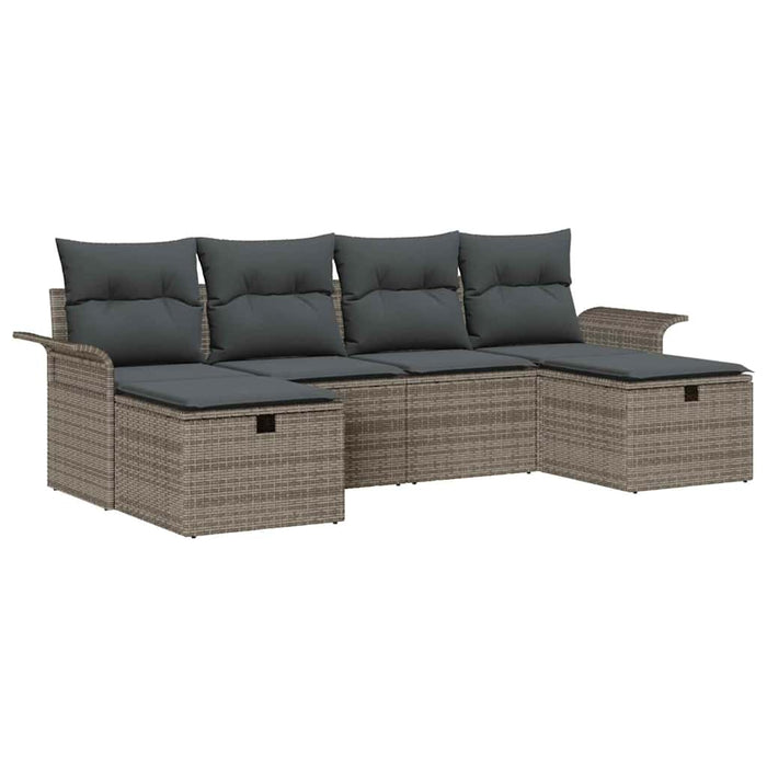 Set de canapele pentru grădină cu pernă 6 pcs Gri Rattan poli - WALTI WALTI