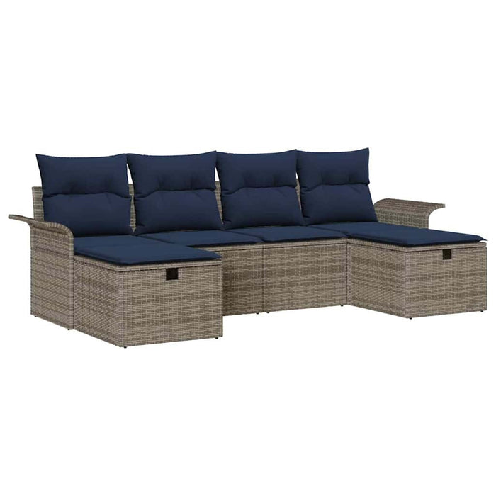 Set de canapele pentru grădină cu pernă 6 pcs Rattan poli - WALTI WALTI