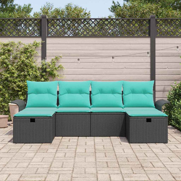 Set de canapele pentru grădină cu pernă 6 pcs Negru Rattan poli - WALTI WALTI