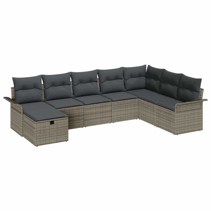 Set de canapele pentru grădină cu pernă 8 pcs Gri Rattan poli - WALTI WALTI