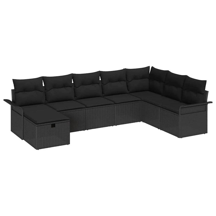 Set de canapele pentru grădină cu pernă 8 pcs Negru Rattan poli - WALTI WALTI