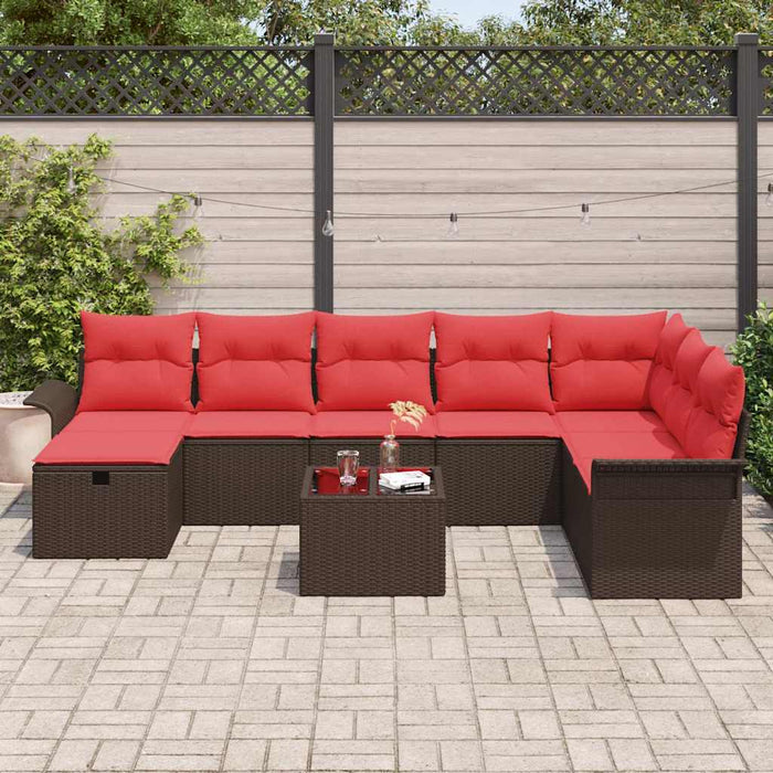 Set de canapele pentru grădină cu pernă 9 pcs Rattan poli - WALTI WALTI