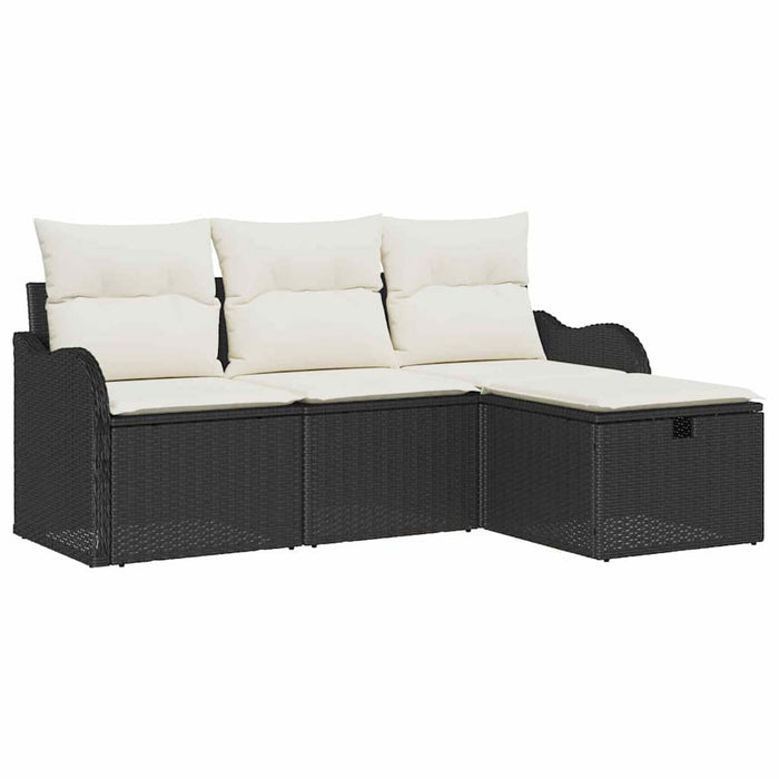 Set de canapele pentru grădină cu pernă 4 pcs Negru Rattan poli - WALTI WALTI