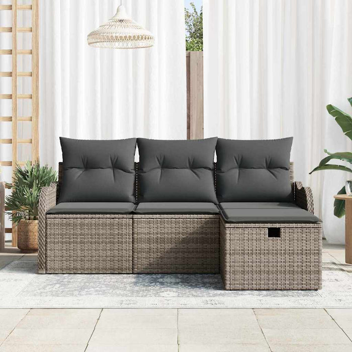Set de canapele pentru grădină cu pernă 4 pcs Gri Rattan poli - WALTI WALTI
