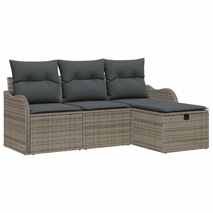 Set de canapele pentru grădină cu pernă 4 pcs Gri Rattan poli - WALTI WALTI