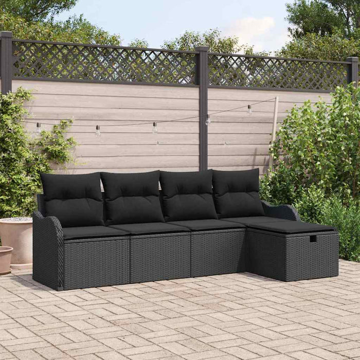Set de canapele pentru grădină cu pernă 5 pcs Negru Rattan poli - WALTI WALTI