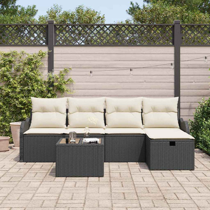 Set de canapele pentru grădină cu pernă 6 pcs Negru Rattan poli - WALTI WALTI