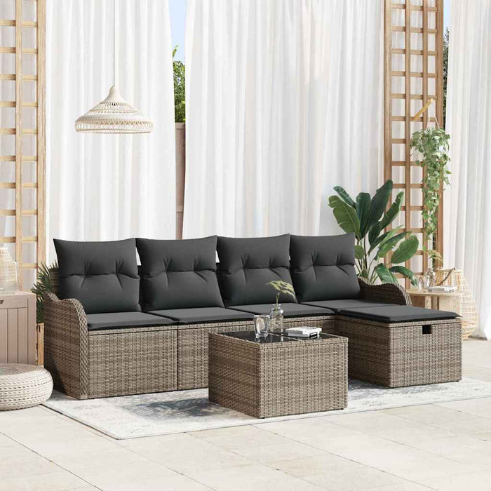 Set de canapele pentru grădină cu pernă 6 pcs Gri Rattan poli - WALTI WALTI