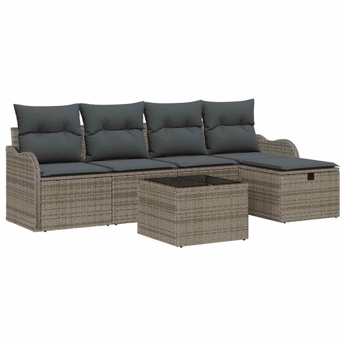 Set de canapele pentru grădină cu pernă 6 pcs Gri Rattan poli - WALTI WALTI