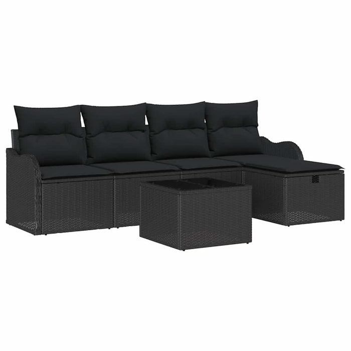 Set de canapele pentru grădină cu pernă 6 pcs Negru Rattan poli - WALTI WALTI