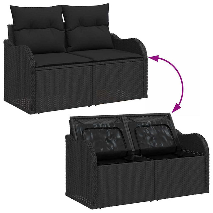 Set de canapele pentru grădină cu pernă 6 pcs Negru Rattan poli - WALTI WALTI