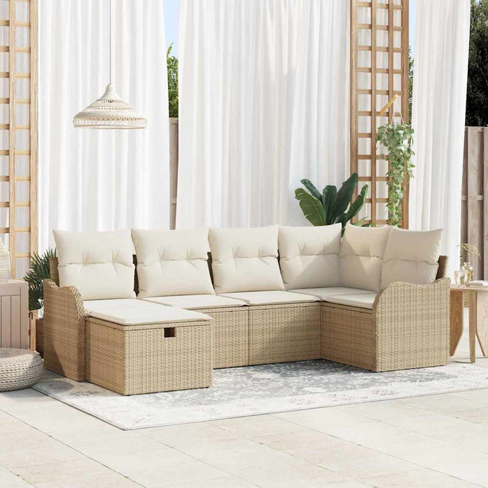 Set de canapele pentru grădină cu pernă 6 pcs Bej Rattan poli - WALTI WALTI