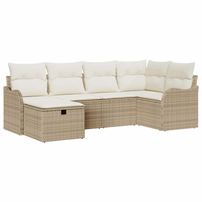 Set de canapele pentru grădină cu pernă 6 pcs Bej Rattan poli - WALTI WALTI