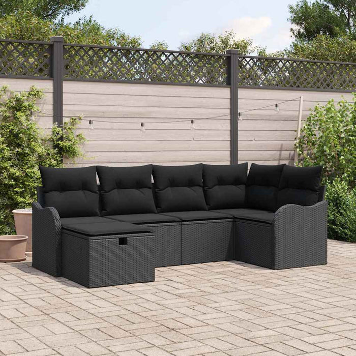 Set de canapele pentru grădină cu pernă 6 pcs Negru Rattan poli - WALTI WALTI