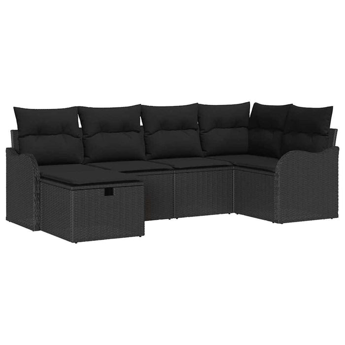 Set de canapele pentru grădină cu pernă 6 pcs Negru Rattan poli - WALTI WALTI