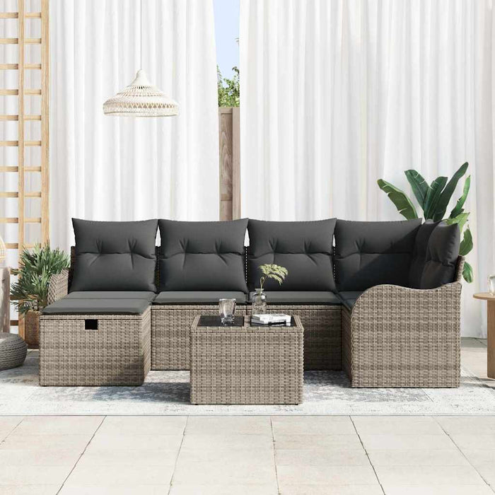 Set de canapele pentru grădină cu pernă 7 pcs Gri Rattan poli - WALTI WALTI