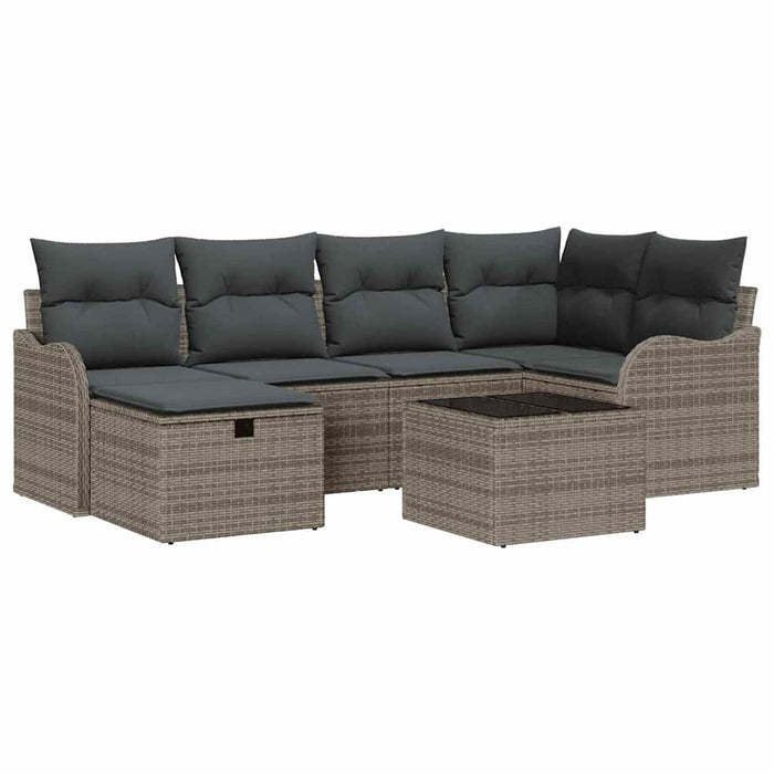 Set de canapele pentru grădină cu pernă 7 pcs Gri Rattan poli - WALTI WALTI