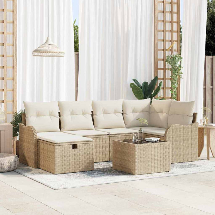 Set de canapele pentru grădină cu pernă 7 pcs Bej Rattan poli - WALTI WALTI