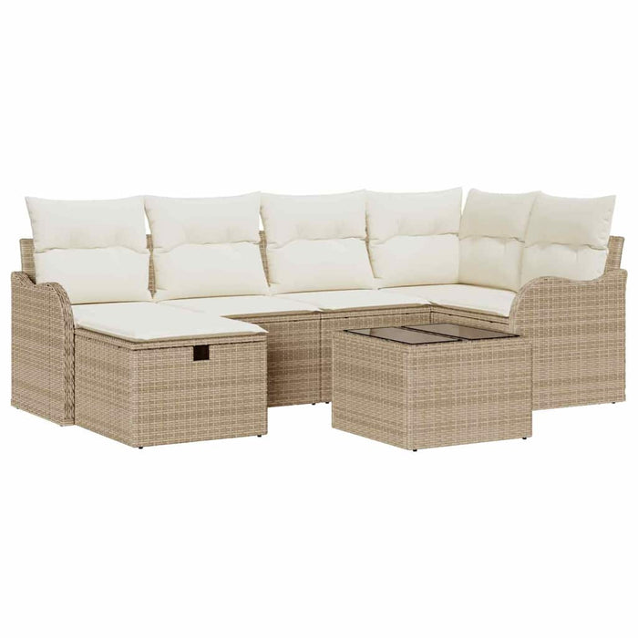 Set de canapele pentru grădină cu pernă 7 pcs Bej Rattan poli - WALTI WALTI